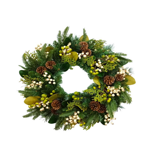 The Holbrook Wreath 71cm Green Pre Decorated