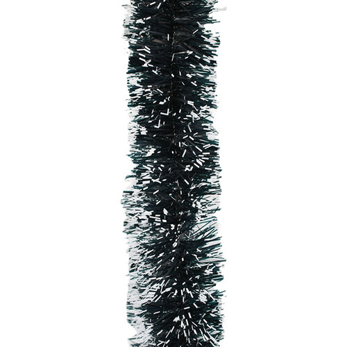 25m DARK GREEN WITH WHITE TIP Christmas Tinsel 75mm wide