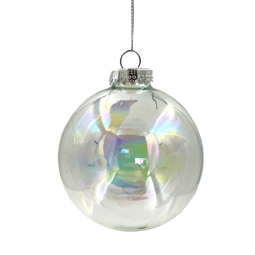 Glass Christmas Bauble single Iridescentl 80mm