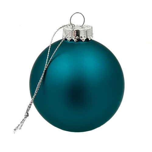 Glass Christmas Bauble single Turquoise Matt 80mm