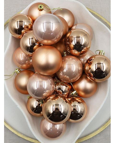 Copper Christmas Baubles 70mm Gloss Pearl Matt Packs
