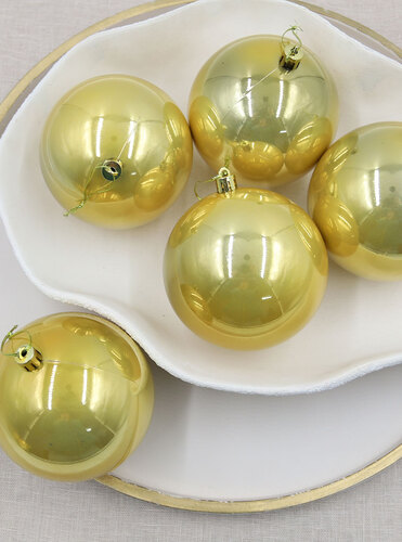 Gold 100mm Christmas Baubles 24 Pearl