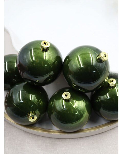 Khaki Christmas Baubles 70mm Pearl 6 Pack