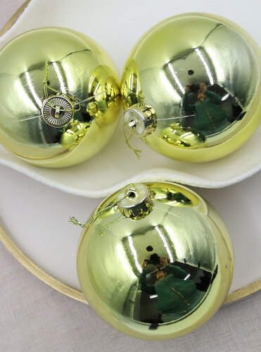 GOLD 120mm Christmas Baubles 3 Balls Gloss