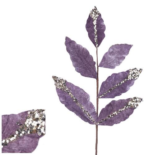 Violet Glitter Leaf Pick 70cm