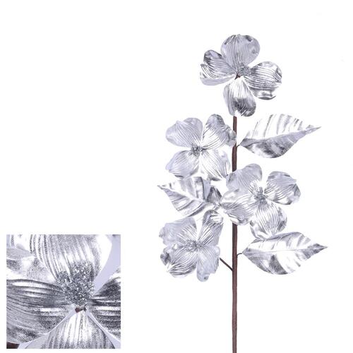 Silver Metallic Blossom Pick 60cm