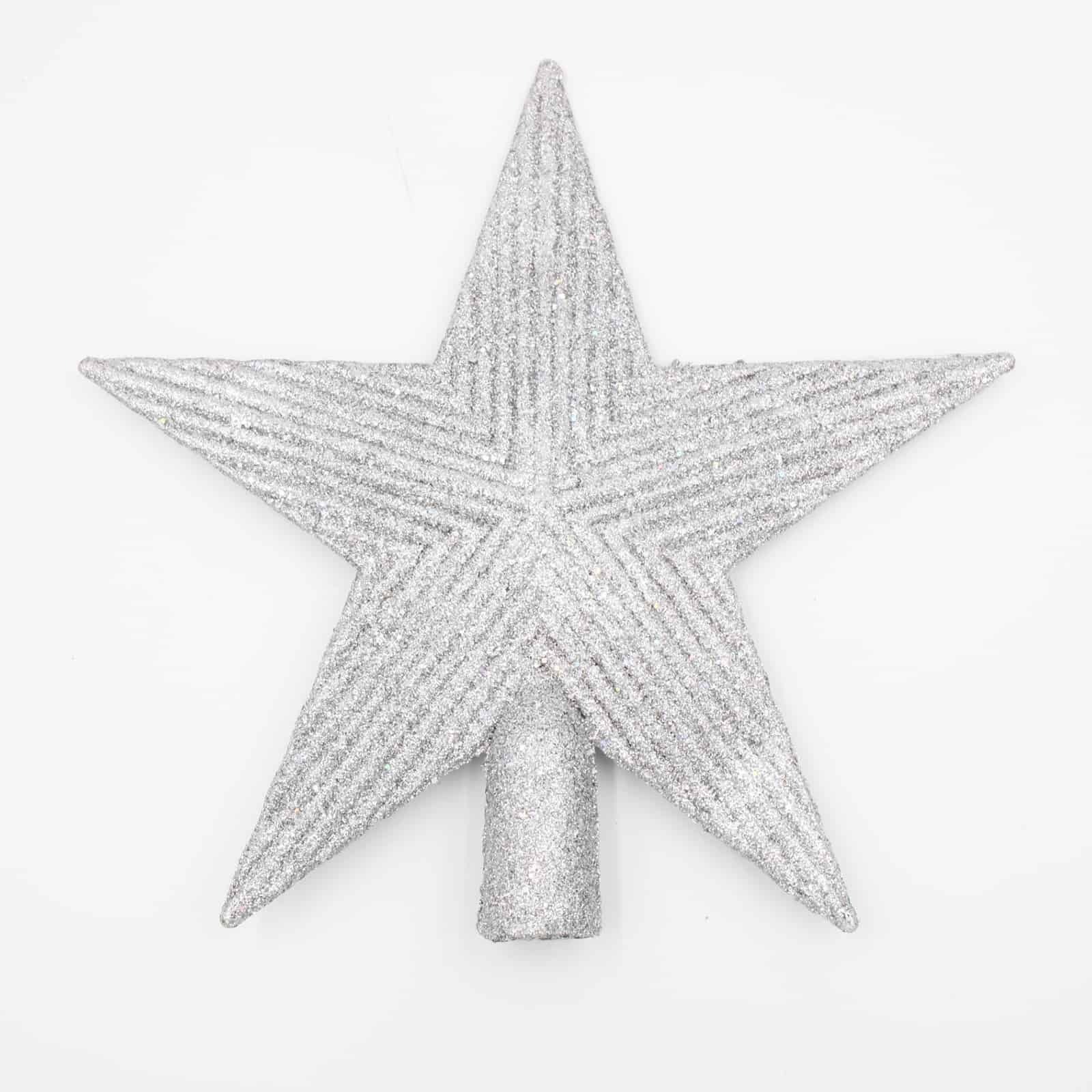 LARGE SILVER TREE TOPPER STAR 195mm