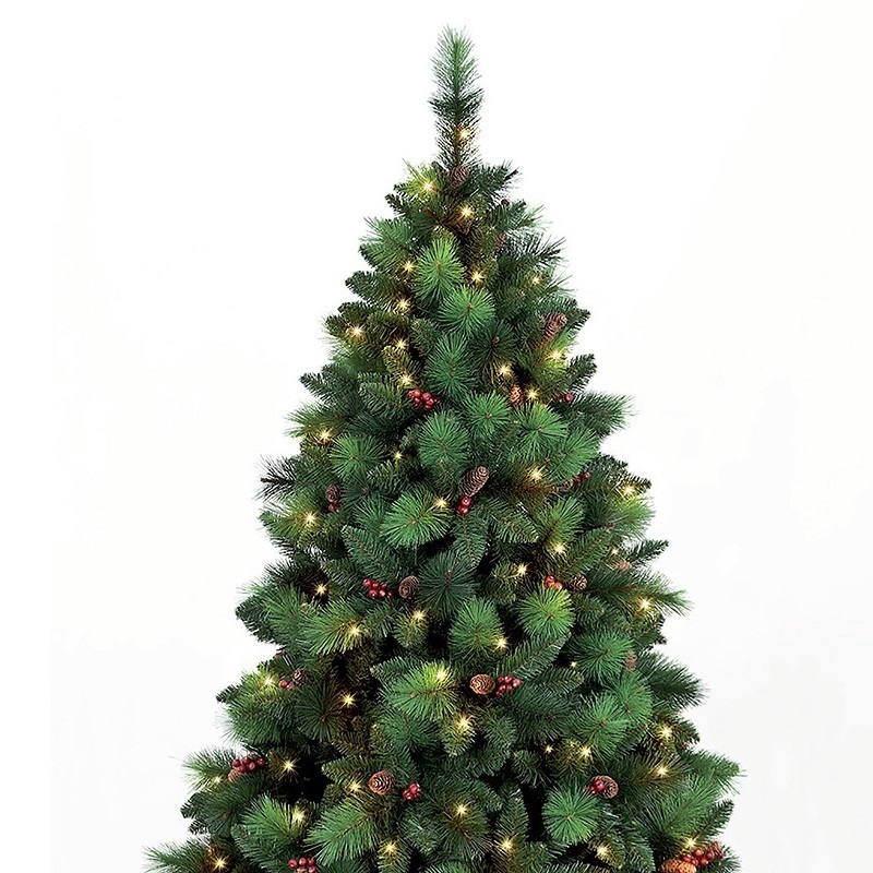 6ft 1.8m Pre Lit Artificial Christmas Tree PE Green 743 Tips 250 LEDS Warm White
