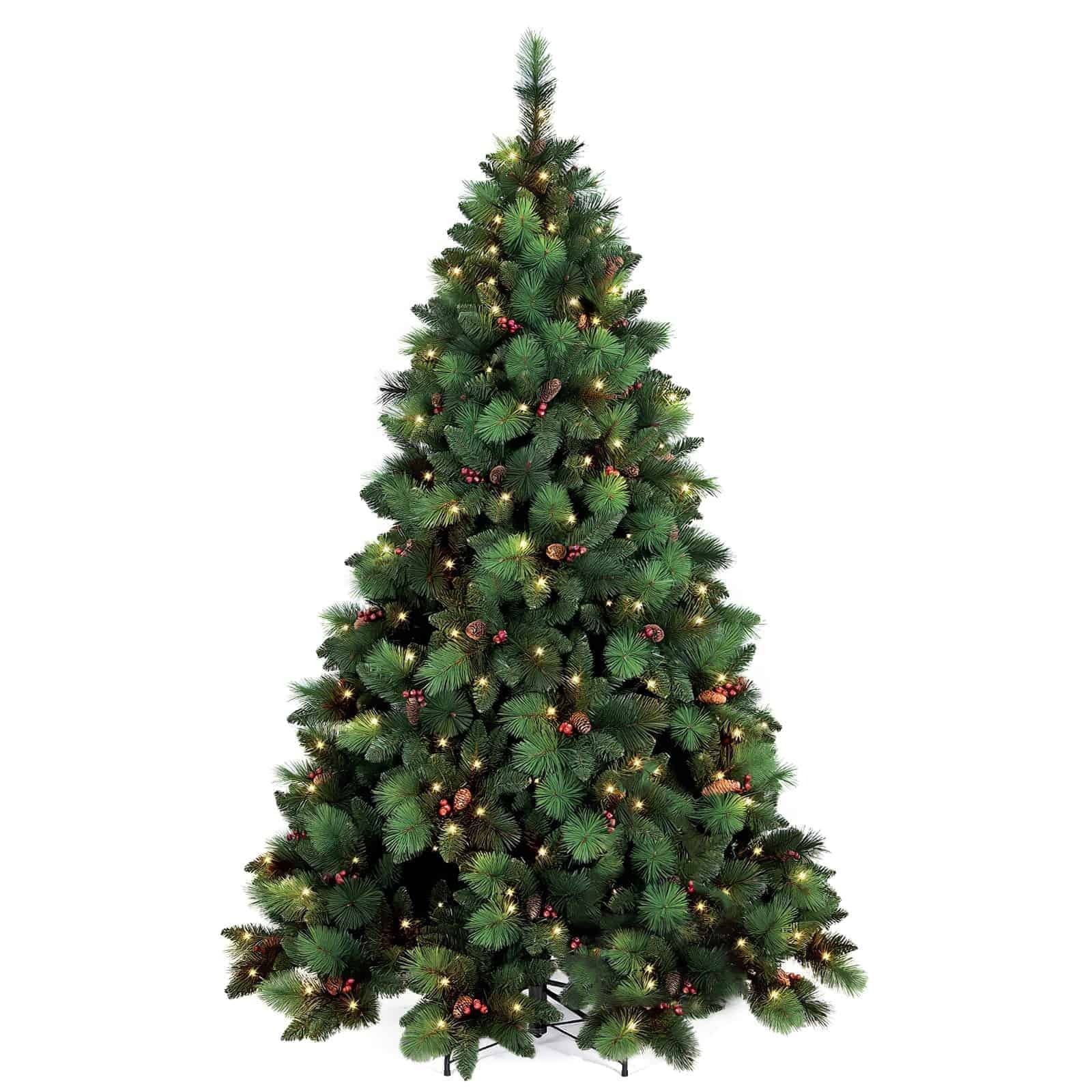 7ft 2.1m PreLit Christmas Tree SPITSBERGEN PREMIUM PE Green 1369 Tips 450 LEDS