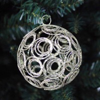 CHAMPAGNE Glitter Wire Bauble   - 120mm    -   6 Pack