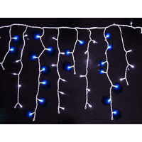 BLUE / WHITE 120 LED Christmas Icicle Lights - 2.5 metres