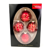 65mm glass baubles 3 designs assorted colours [Pack Colour: Red]