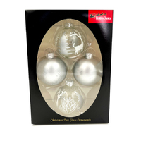 65mm glass baubles 3 designs assorted colours [Pack Colour: Silver]