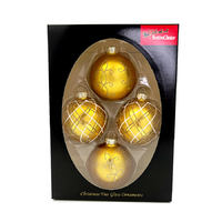 65mm glass baubles 3 designs assorted colours Gold