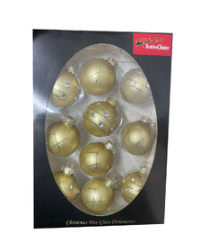 45mm Glass Baubles - 5 Designs Assorted Colour - Gold