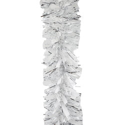 25m   WHITE SILVER Mix   Christmas Tinsel -  75mm wide