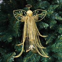 GOLD  Glitter Wire ANGEL Decoration  - 200mm