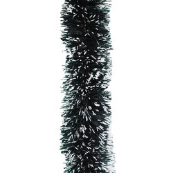 50m  DARK GREEN WITH WHITE TIP Christmas Tinsel  - 100mm wide