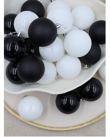 BLACK & WHITE   60mm  Christmas Baubles  -  Shiny - 45 pack