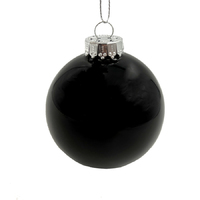 Glass Christmas Bauble Single - Black Shiny 80mm