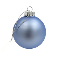 Glass Christmas Bauble single - Baby Blue Matt 80mm
