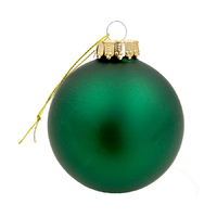 Glass Christmas Bauble Single - Forest Green Matt 80mm