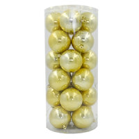 PALE GOLD  80mm  Christmas Baubles Pearl 48 Pack