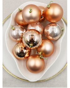 Copper Christmas Baubles 80mm Gloss Pearl Matt 48 Pack