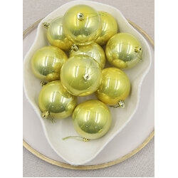 Gold Christmas Baubles 80mm Pearl