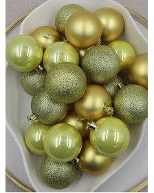 Gold Christmas Baubles 60mm Pearl Matt Glitter