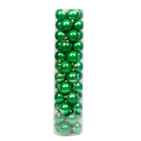 Green Christmas Baubles 60mm Pearl 24 Pack