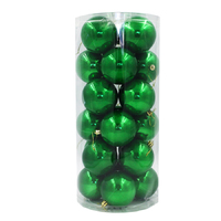 GREEN 60mm Christmas Baubles Gloss 24 Pack