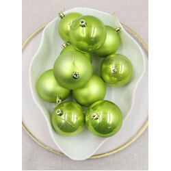 APPLE GREEN Christmas Baubles 80mm Pearl Matt 24 and 48 Pack
