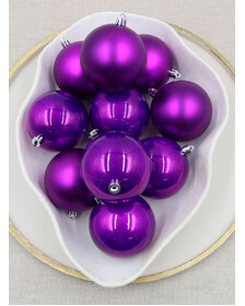Purple Christmas Baubles 70mm Pearl Matt 24 and 48 Packs