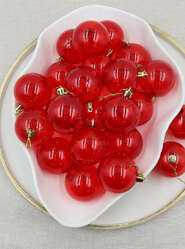 Red Clear Christmas Baubles 60mm
