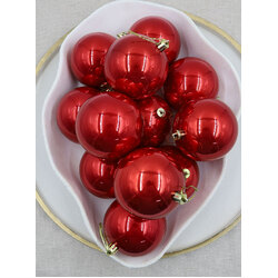 Red Christmas Baubles 80mm Pearl 48 Pack