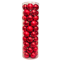 RED 80mm Christmas Baubles Gloss 24 Pack