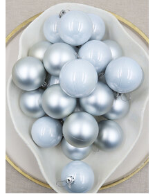 Silver Christmas Baubles 70mm Pearl Matt