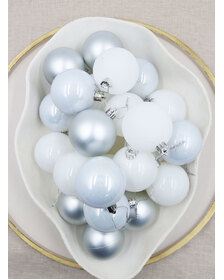 Silver / White Christmas Baubles 70mm Pearl Matt