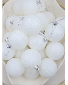 White Christmas Baubles 60mm 24 and 48 Packs Glitter