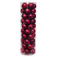 BURGUNDY Christmas Baubles 80mm Gloss Pearl Matt 48 Pack