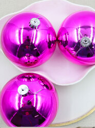 150mm Christmas Baubles HOT PINK 3 Balls Gloss