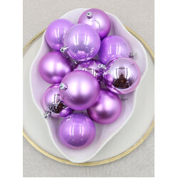 80mm Christmas Baubles Light Purple 45 Balls Gloss Pearl Matt