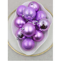 80mm Christmas Baubles Lilac 45 Balls Gloss Pearl Matt
