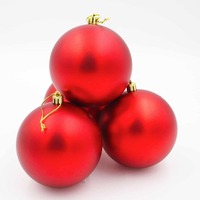 RED  100mm  Christmas Baubles  -  Glitter  Matt