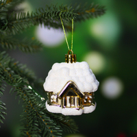 Christmas Tree Bauble Houses 3 Pack Gold