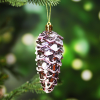 Christmas Tree Pinecone Bauble 3 Pack Rose Gold