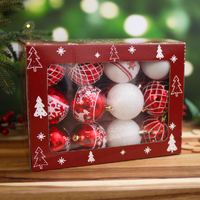 Red & White Snowflake Christmas Tree Bauble Pack 70mm
