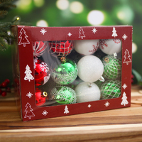 Red White & Green Decorative Christmas Tree Bauble Pack 70mm
