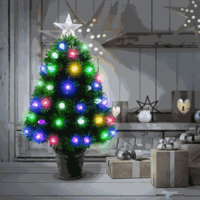 CARNIVALE COLOUR  Led  Fibre Optic 3ft / 90cm Green Christmas Tree  